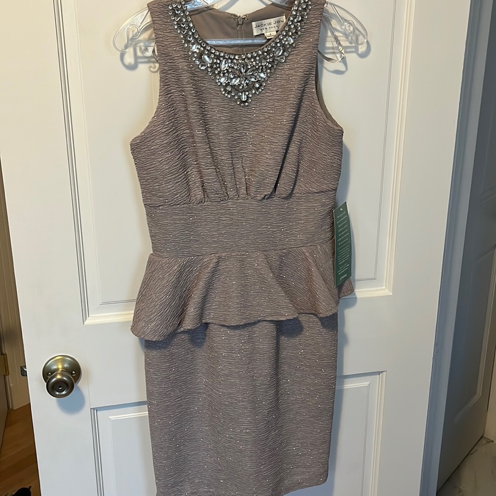 Jackie Jon Gray Peplum Style Dress